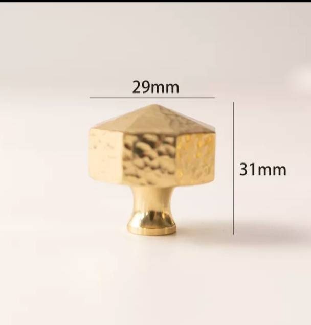 Textured brass octagonal pyramid drawer pull/geometric cabinet handle/gold furniture hardware/classic shaped door handle/hexagonal door knob