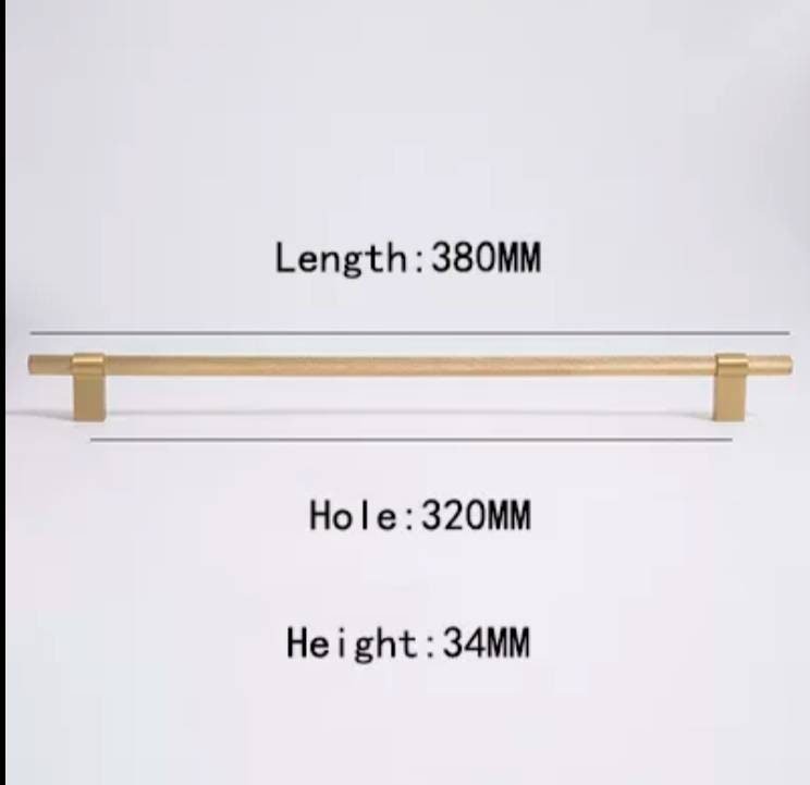 Gold brass bar handle with plain fixings/knurled texture cabinet handle/home improvement hardware/modern brass kitchen hardware/gold handle