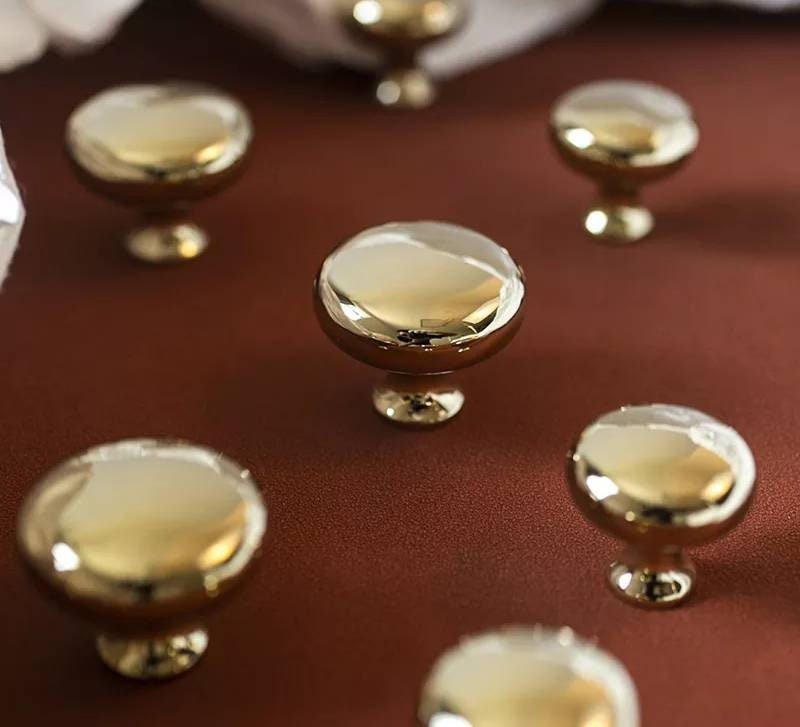 Round shiny gold brass cabinet handle/mirror shiny gold drawer knob/Polished brass door handle/Solid brass furniture hardware/classic handle