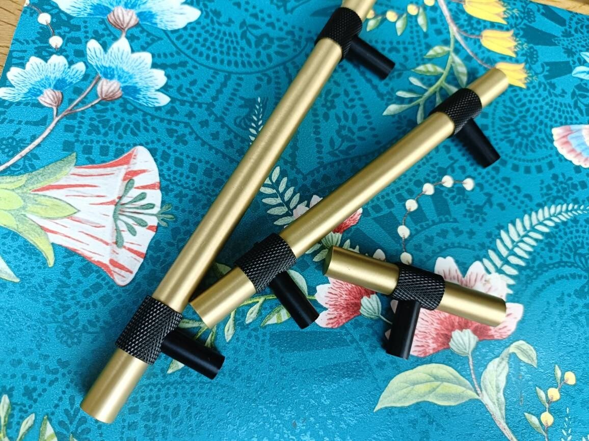 Gold and black textured brass cabinet bar handle/Brass drawer pull/gold and black cabinet pull/Brass furniture hardware/kitchen hardware