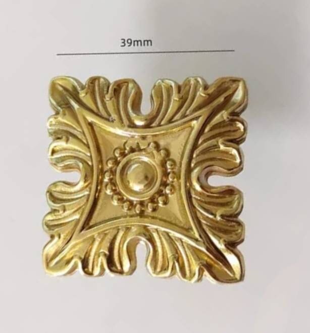 Gothic style gold brass drawer handle/Intricate antique pattern cabinet handle/Ornate square shape brass door knob/brass furniture hardware