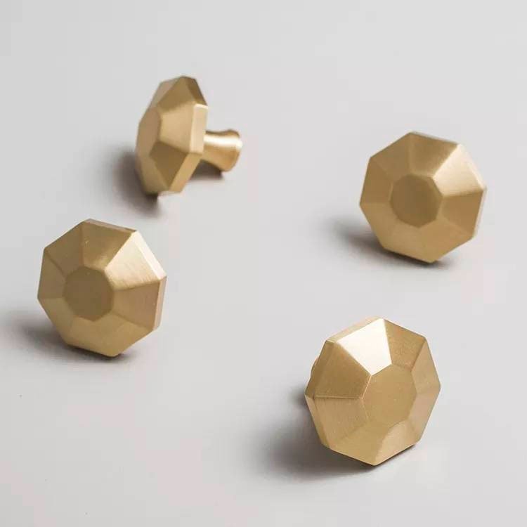 Gold geometric shaped drawer handle/Octagonal pyramid drawer pull/kitchen cabinet handle/Brass furniture hardware/Flat topped Octagonal knob