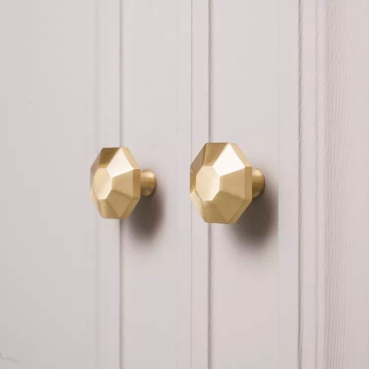 Gold geometric shaped drawer handle/Octagonal pyramid drawer pull/kitchen cabinet handle/Brass furniture hardware/Flat topped Octagonal knob