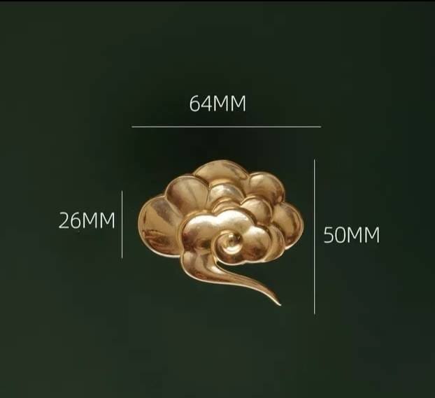 Shiny Golden floating cloud shaped door handles in left or right facing design solid brass Cabinet Pull Knob furniture hardware upcycling