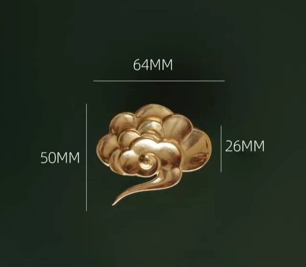 Shiny Golden floating cloud shaped door handles in left or right facing design solid brass Cabinet Pull Knob furniture hardware upcycling
