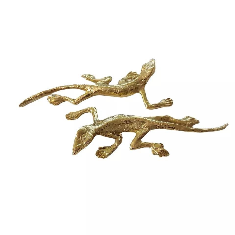 Gold lizard drawer handle/Gold Geko cabinet handle/Unique brass door handle/Brass cabinet hardware/Brass lizard door knob/Lizard door handle