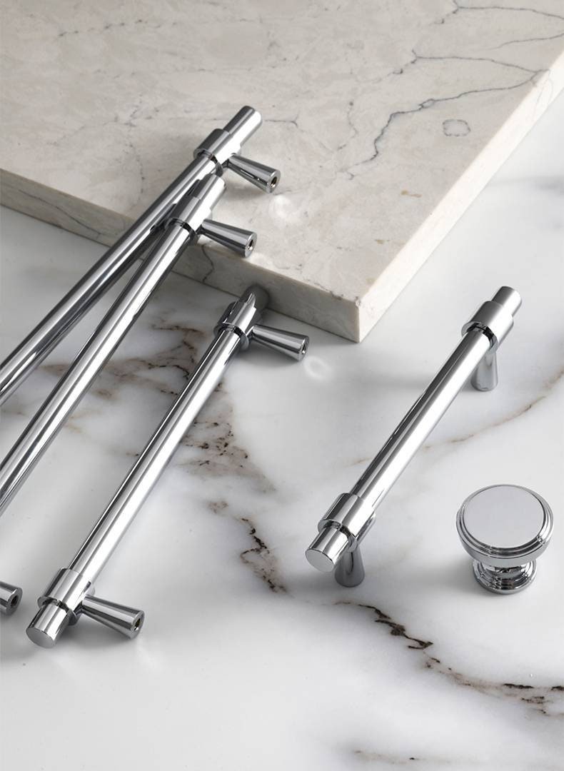 Shiny silver classic cabinet bar handle/silver cabinet pull/Brass furniture hardware/classic chrome door handle/silver kitchen hardware
