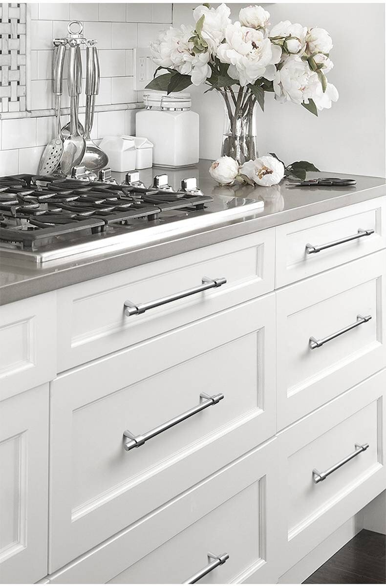 Shiny silver classic cabinet bar handle/silver cabinet pull/Brass furniture hardware/classic chrome door handle/silver kitchen hardware