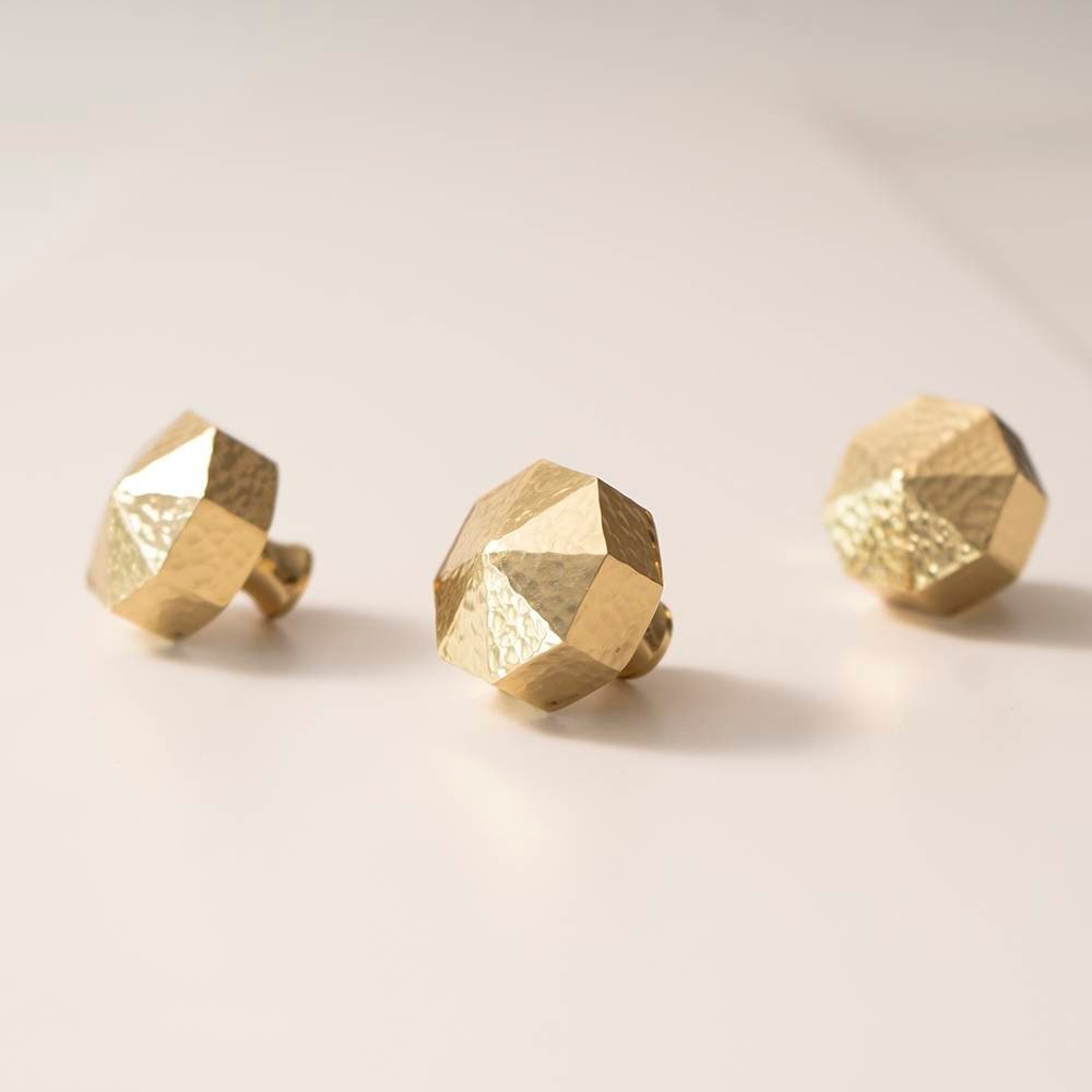 Textured brass octagonal pyramid drawer pull/geometric cabinet handle/gold furniture hardware/classic shaped door handle/hexagonal door knob
