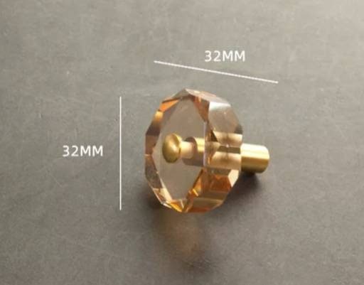 Geometric cut crystal and brass cabinet pull/Retro gold glazed crystal drawer knob/mid century modern style crystal door handle/Crystal knob