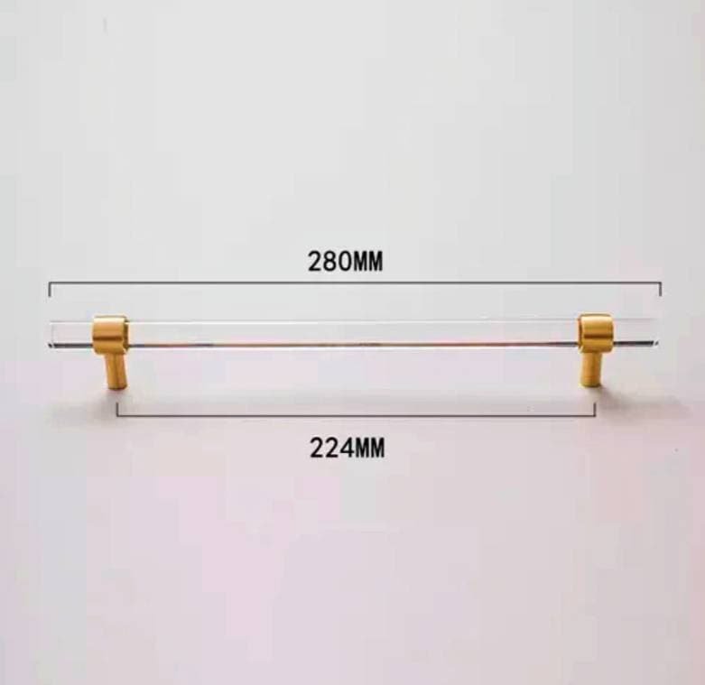 Brass and clear lucite cabinet bar pull handle/Clear acrylic drawer handle/Lucite furniture hardware/Brass transparent resin cabinet handle