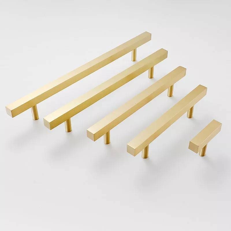 Gold brass square bar cabinet handle/Rectangular shaped drawer pull/Brass furniture hardware/Gold kitchen handle/renovation handle/geometric