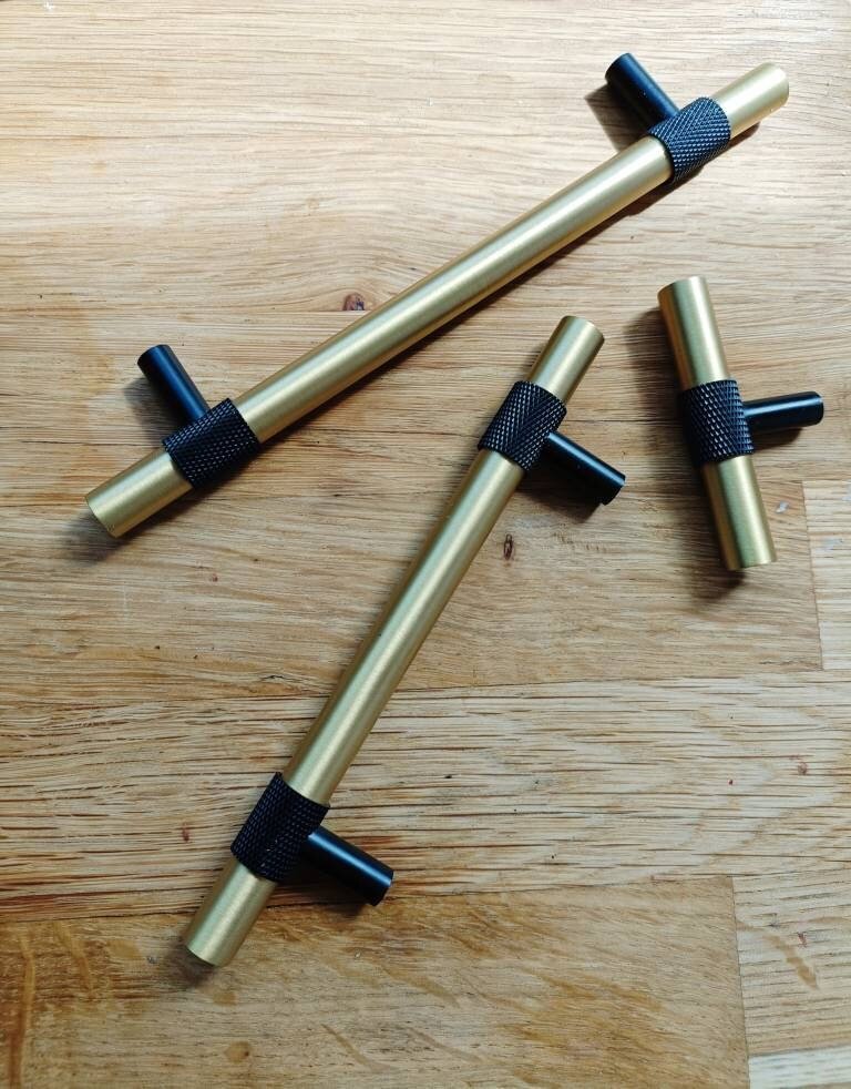 Gold and black textured brass cabinet bar handle/Brass drawer pull/gold and black cabinet pull/Brass furniture hardware/kitchen hardware