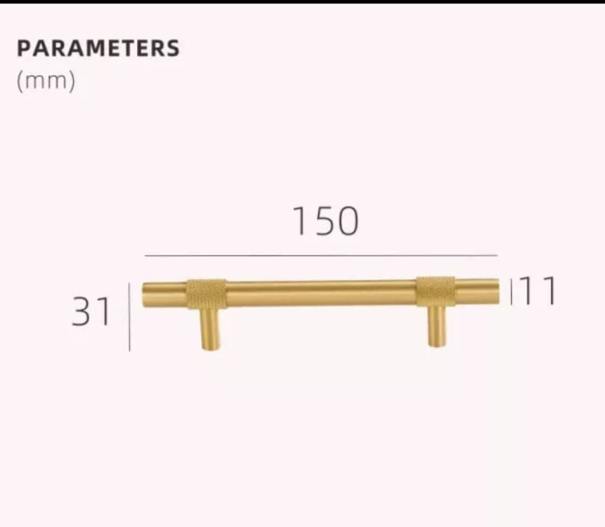 Matt gold with textured detail cabinet bar handle/Brass drawer pull/gold knurled cabinet pull/Brass furniture hardware/kitchen hardware