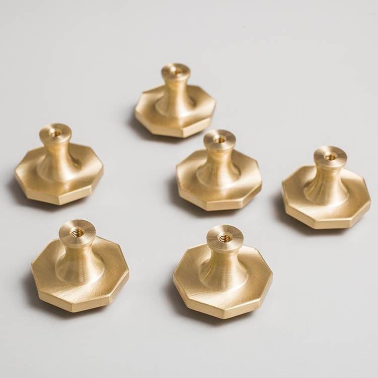 Gold geometric shaped drawer handle/Octagonal pyramid drawer pull/kitchen cabinet handle/Brass furniture hardware/Flat topped Octagonal knob