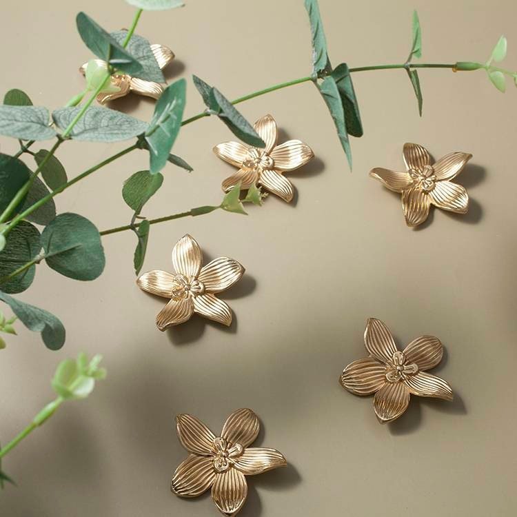 Gold cymbidium door knob/ Exotic flower cabinet pull/Brass flower Door Handle/Orchid drawer pull/ bedroom furniture hardware/orchid flower