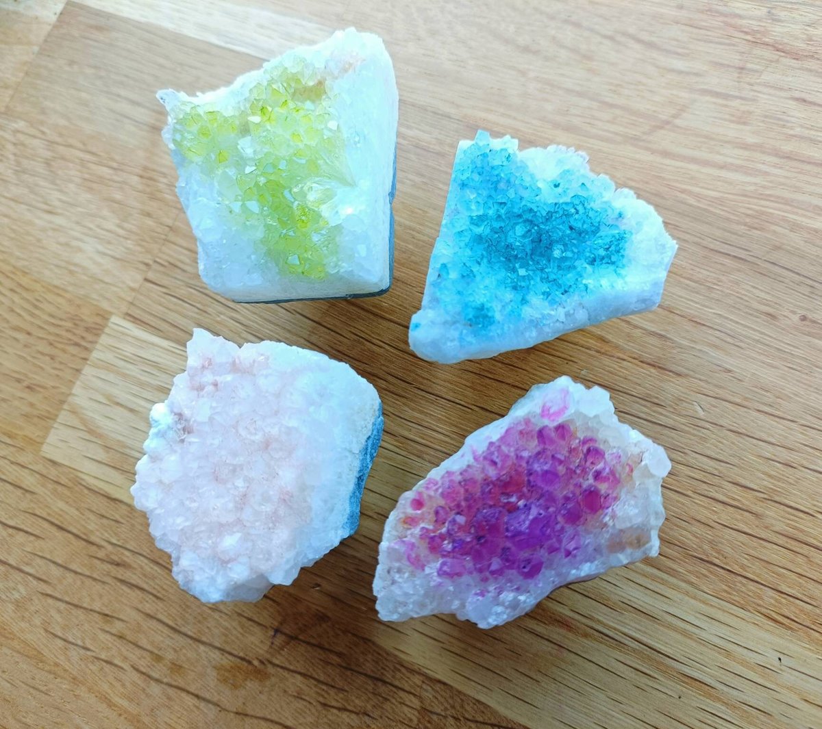 Dyed quartz crystal geode and brass cabinet handle/gemstone drawer handle/crystal door handle/raw semi precious stone door knob/rough quartz