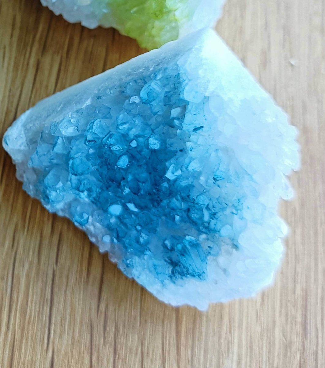 Dyed quartz crystal geode and brass cabinet handle/gemstone drawer handle/crystal door handle/raw semi precious stone door knob/rough quartz