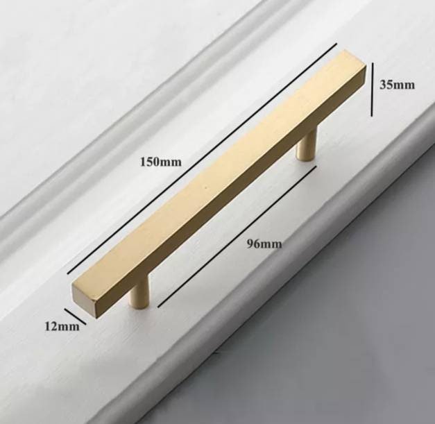 Gold brass square bar cabinet handle/Rectangular shaped drawer pull/Brass furniture hardware/Gold kitchen handle/renovation handle/geometric