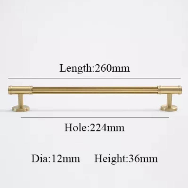 Matte gold line texture bar handle/Gold cabinet pull with round feet/Brass door handle/bar drawer pull/furniture hardware/home improvement