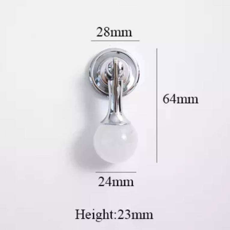 Silver stone ball drop handle in rose quartz, white quartz and marble/Gemstone drawer pull/Semi precious stone cabinet pull/Crystal handle