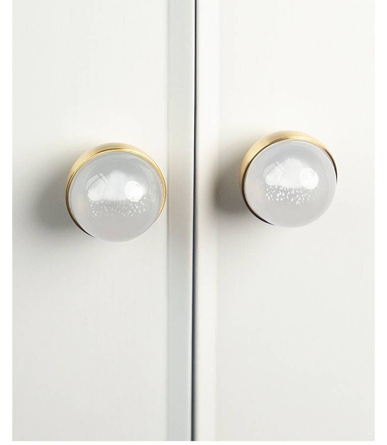 Brass and clear glass ball cabinet handle with embedded cloud shaped designs/glass cabinet handle/Cloud themes door knob/ brass drawer knob