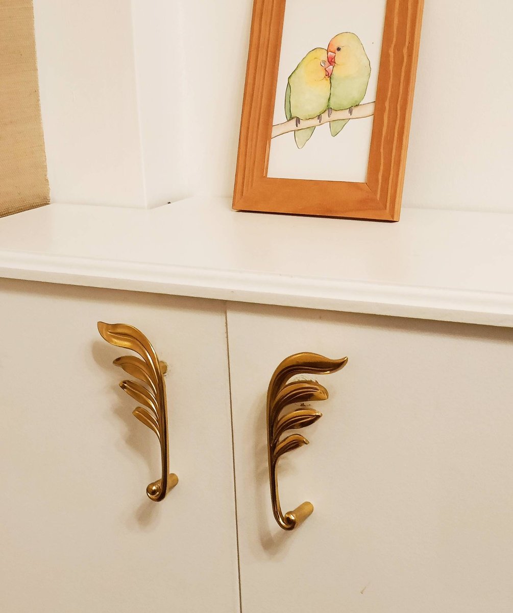A pair of brass willow branch door handles/botanical drawer handles/wardrobe handles/art nouveau drawer pulls/matching set of cabinet pulls
