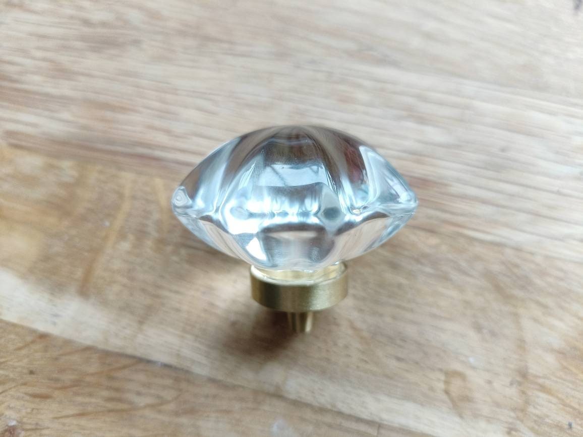 Mid century modern clear lucite cabinet pull/Transparent rounded star shaped door knob/Resin furniture hardware/vintage gran style handle