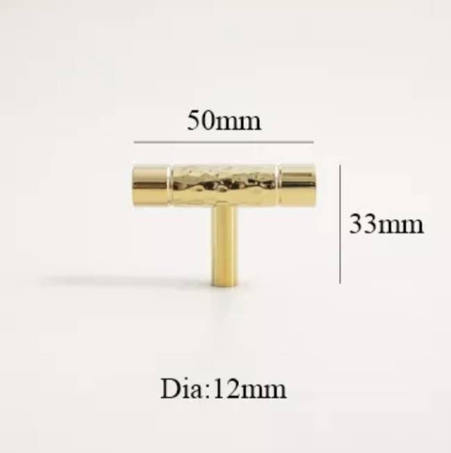 Glittery gold hammered brass cabinet bar handle/Shiny brass drawer pull/textured solid gold brass door handle/Gold brass furniture hardware