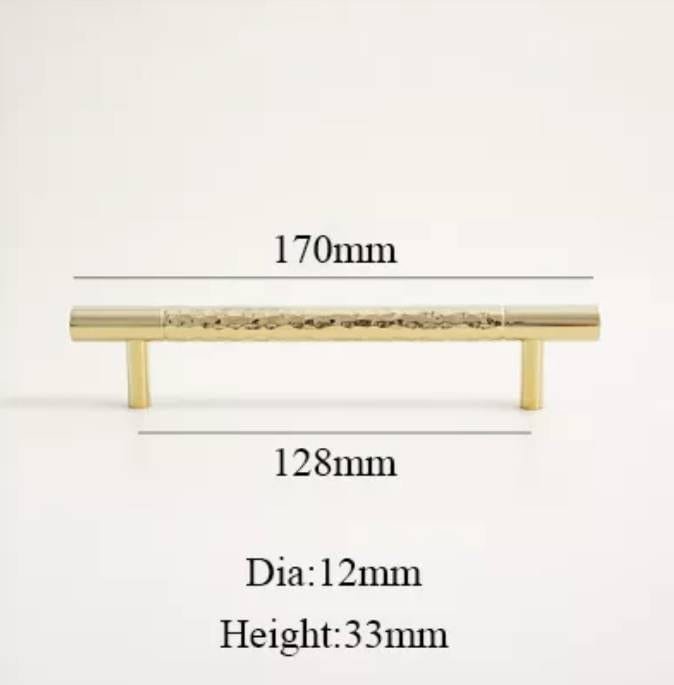 Glittery gold hammered brass cabinet bar handle/Shiny brass drawer pull/textured solid gold brass door handle/Gold brass furniture hardware