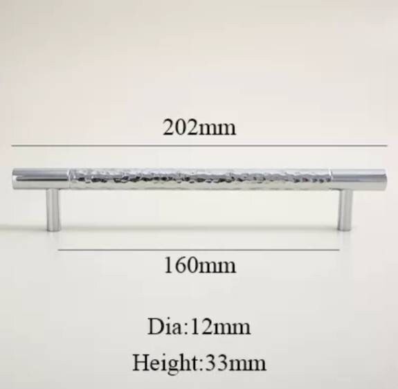 Glittery silver hammered cabinet bar handle/Shiny silver drawer pull/textured metal door handle/brass furniture hardware/kitchen hardware
