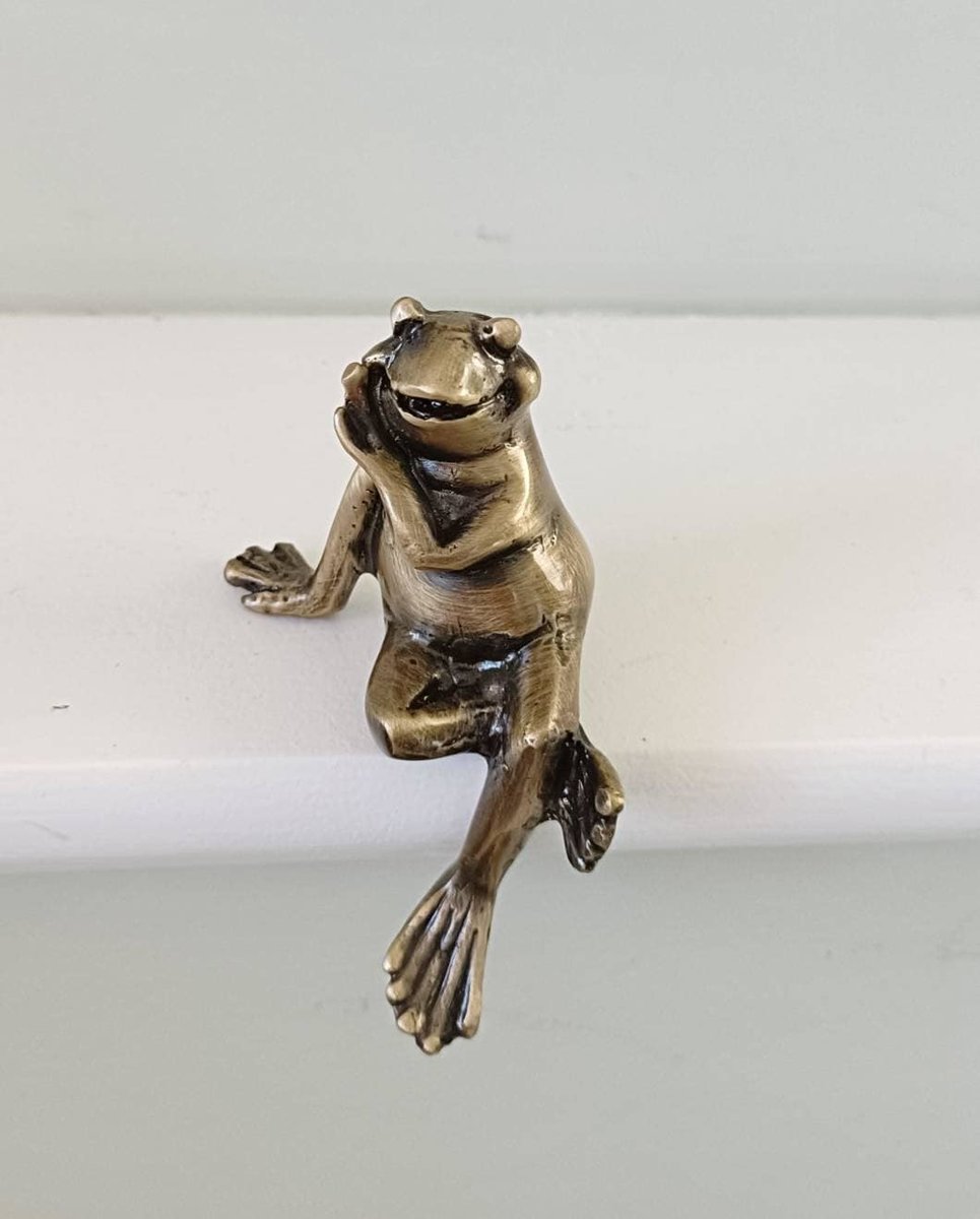 Aged brass frog shaped door knob/Frog drawer pull/Bronze wardrobe door handle/Novelty drawer pull/unique cabinet handle/bronze hardware
