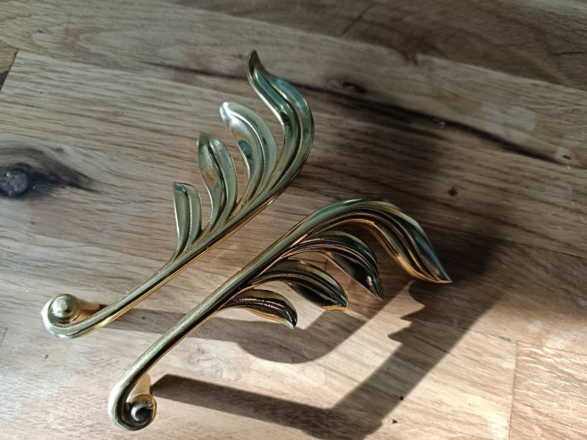 A pair of brass willow branch door handles/botanical drawer handles/wardrobe handles/art nouveau drawer pulls/matching set of cabinet pulls