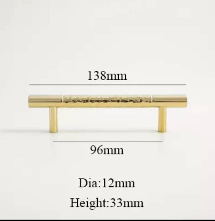 Glittery gold hammered brass cabinet bar handle/Shiny brass drawer pull/textured solid gold brass door handle/Gold brass furniture hardware