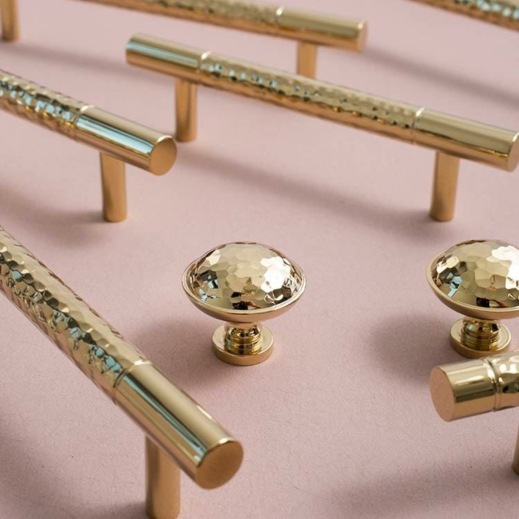 Glittery gold hammered brass cabinet bar handle/Shiny brass drawer pull/textured solid gold brass door handle/Gold brass furniture hardware