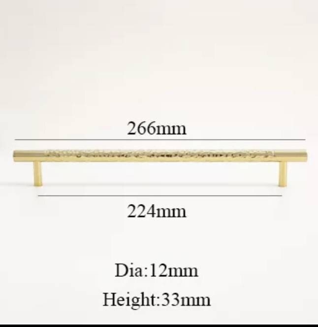 Glittery gold hammered brass cabinet bar handle/Shiny brass drawer pull/textured solid gold brass door handle/Gold brass furniture hardware