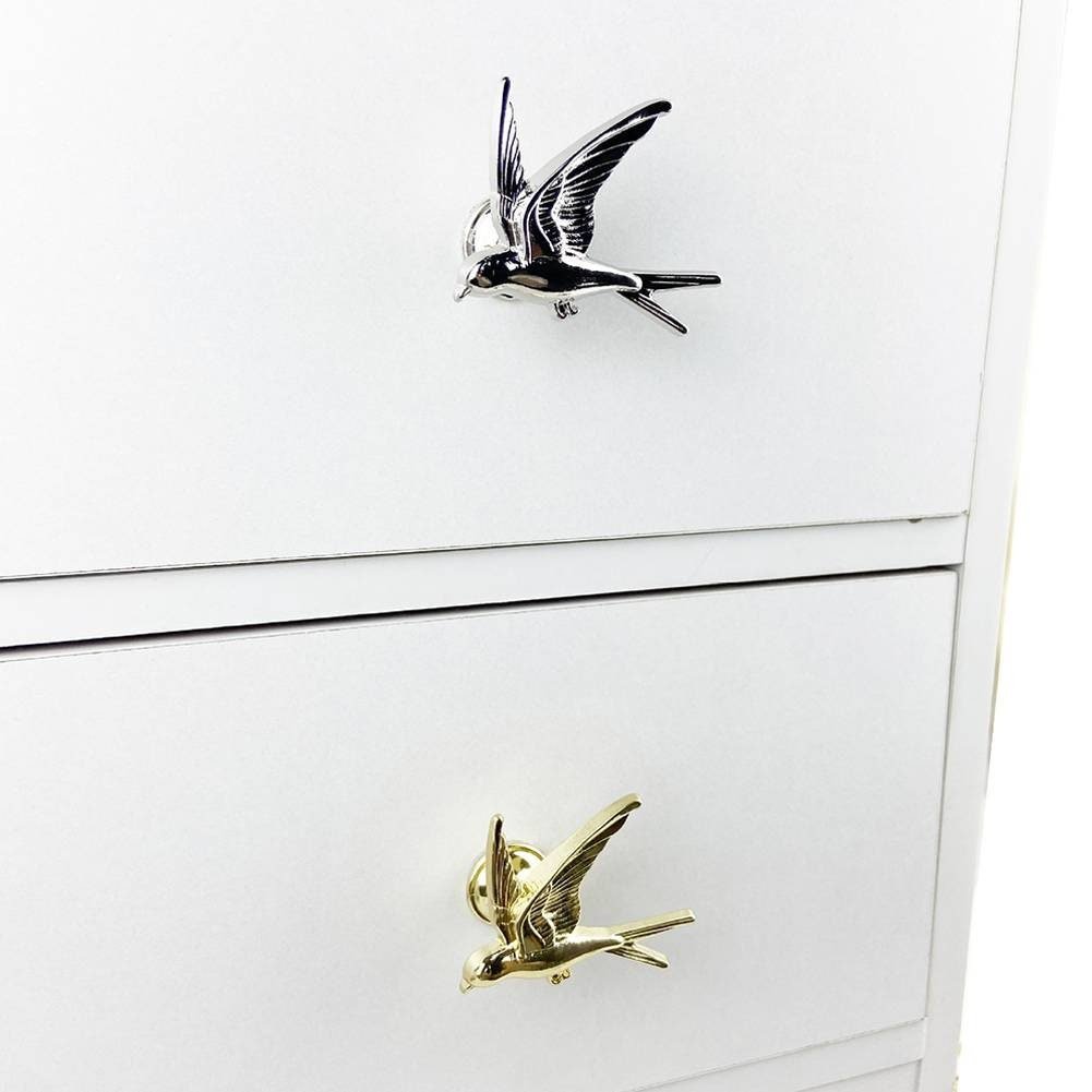 Flying Swallow Cabinet Pull/Gold or Silver Swift Door Handle/Bird shaped drawer handle/Nursery furniture hardware/Flying Bird Cabinet Handle