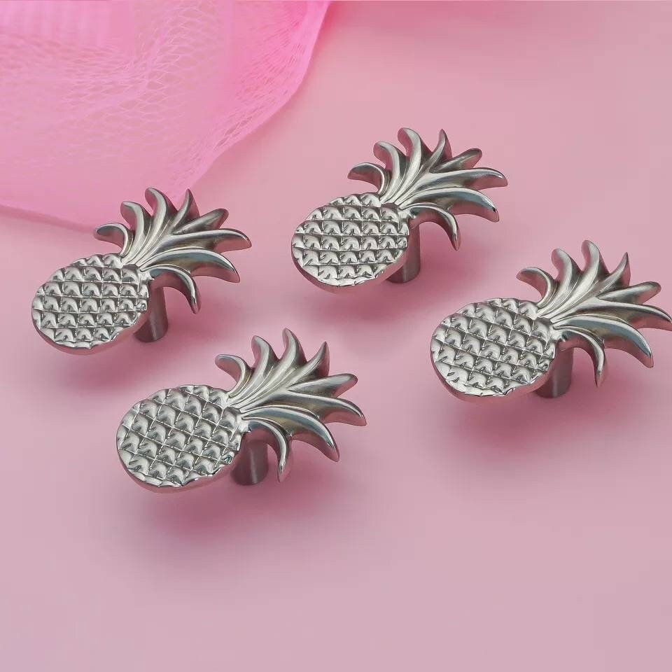 Silver Pineapple Cabinet Pulls/Nickel Door Handle/drinks cabinet handle/tropical decor/home improvement/retro style door knob/drawer handle