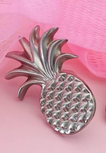 Silver Pineapple Cabinet Pulls/Nickel Door Handle/drinks cabinet handle/tropical decor/home improvement/retro style door knob/drawer handle