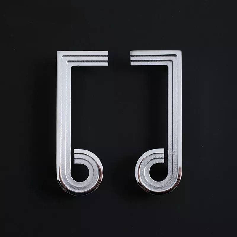 Silver note shaped retro door handle/Silver geometric shape wardrobe handle/Chrome mid century modern style drawer pull/Statement handles