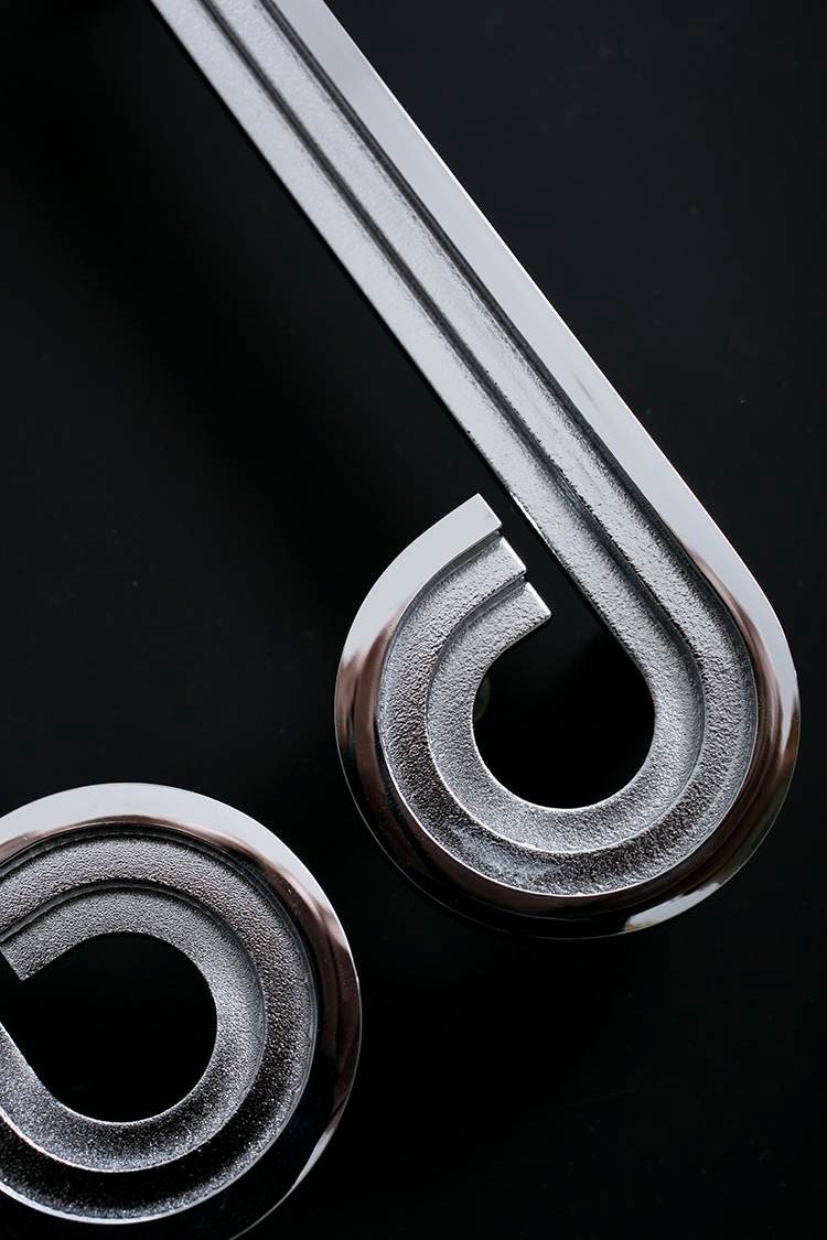 Silver note shaped retro door handle/Silver geometric shape wardrobe handle/Chrome mid century modern style drawer pull/Statement handles