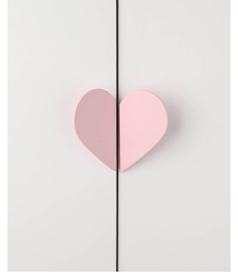 Pair of heart shaped drawer handles/Flush fitting handles/Heart shaped cabinet handles/Nursery door handles/Door handle in pastel shades
