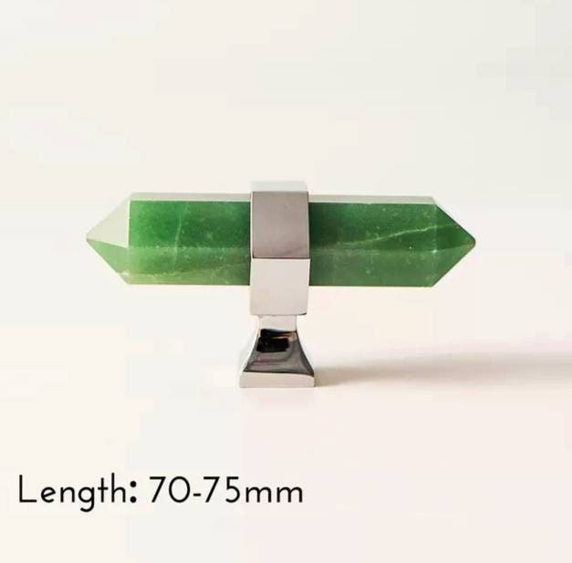 Luxury hexagonal semi precious stone cabinet bar handle with silver fixings/gemstone drawer pull/Crystal door handle/Amethyst Citrine Jade