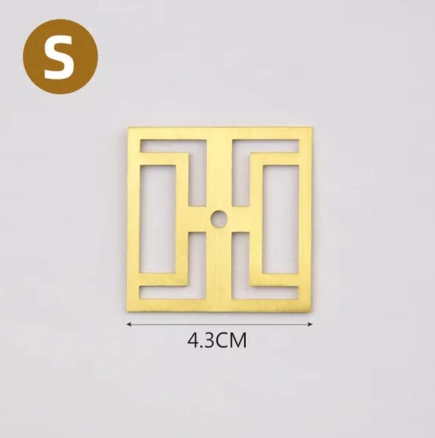Square gold brass geometric pattern backplates for drawer handles/Brass square back plates for cabinet pulls/Modern square gold backplate