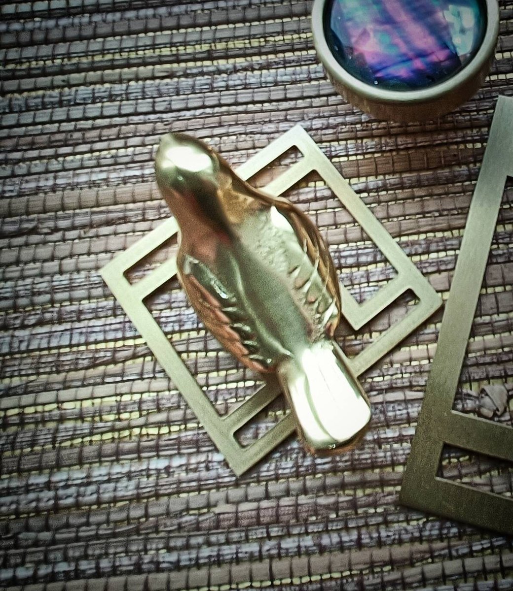 Small sleek gold bird drawer handle/Gold brass bird shaped cabinet pull/small chickadee door knob/nursery furniture hardware/Bird door knob