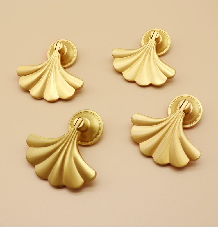 Gold mermaid tail drop drawer handle/Fin shape drop cabinet pull/brass screw-in drawer pull/gold furniture hardware/gold cabinet door handle
