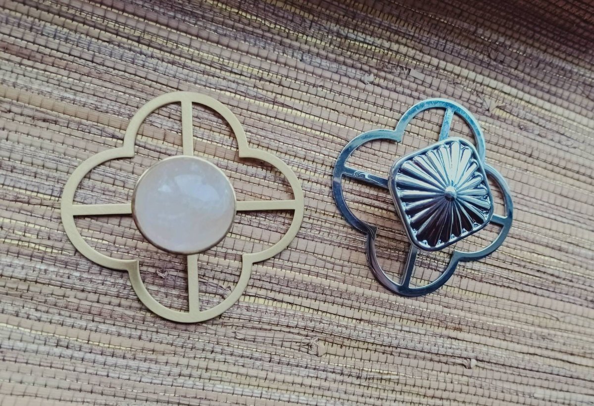 Clover shaped geometric pattern backplate for drawer handles/Gold, Silver or black back plates for cabinet pulls/Modern handle backplates