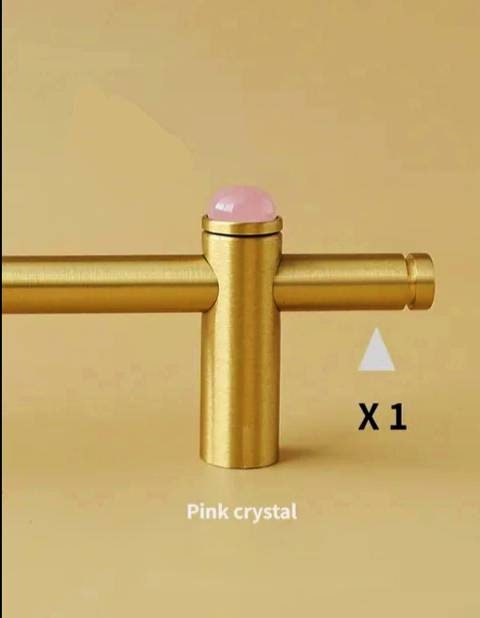 Gold brass and gemstone stud bar handle/Brass and stone drawer pull/Brass hardware for kitchen, bathroom or bedroom/Wardrobe door handle