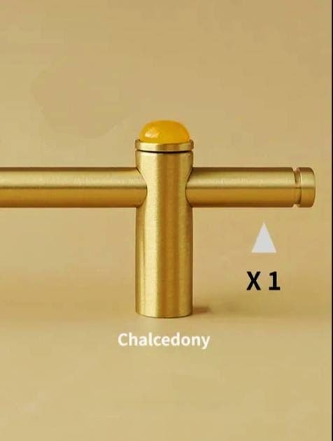 Gold brass and gemstone stud bar handle/Brass and stone drawer pull/Brass hardware for kitchen, bathroom or bedroom/Wardrobe door handle