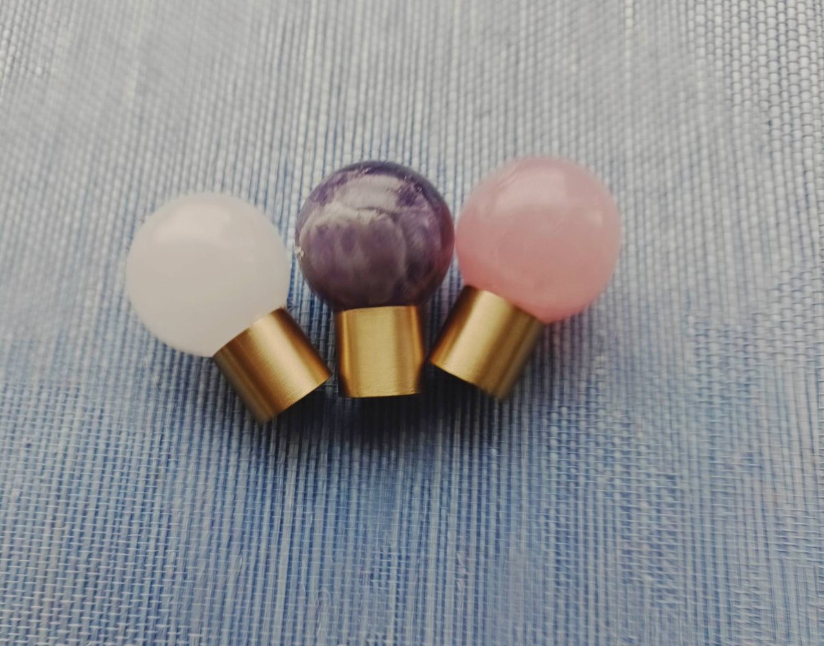 Polished pink, white or purple crystal ball drawer handle/Crystal and brass drawer pull/Gemstone door knob/polished stone cabinet handle